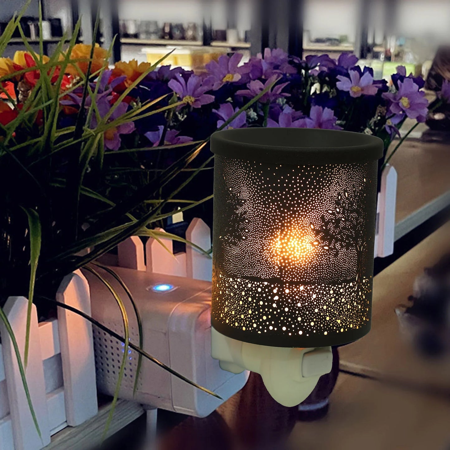 Aroma Oil Burner Electric Wax Warmer Wrought Iron Heater Scented Melts Melting Office