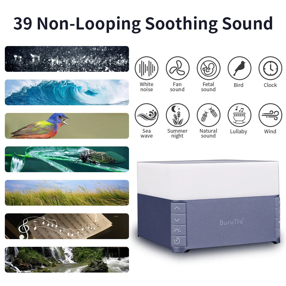 White Noise Machine with Breathing Light, Sleep Sound Device for Adults/Babies - Natural Soother