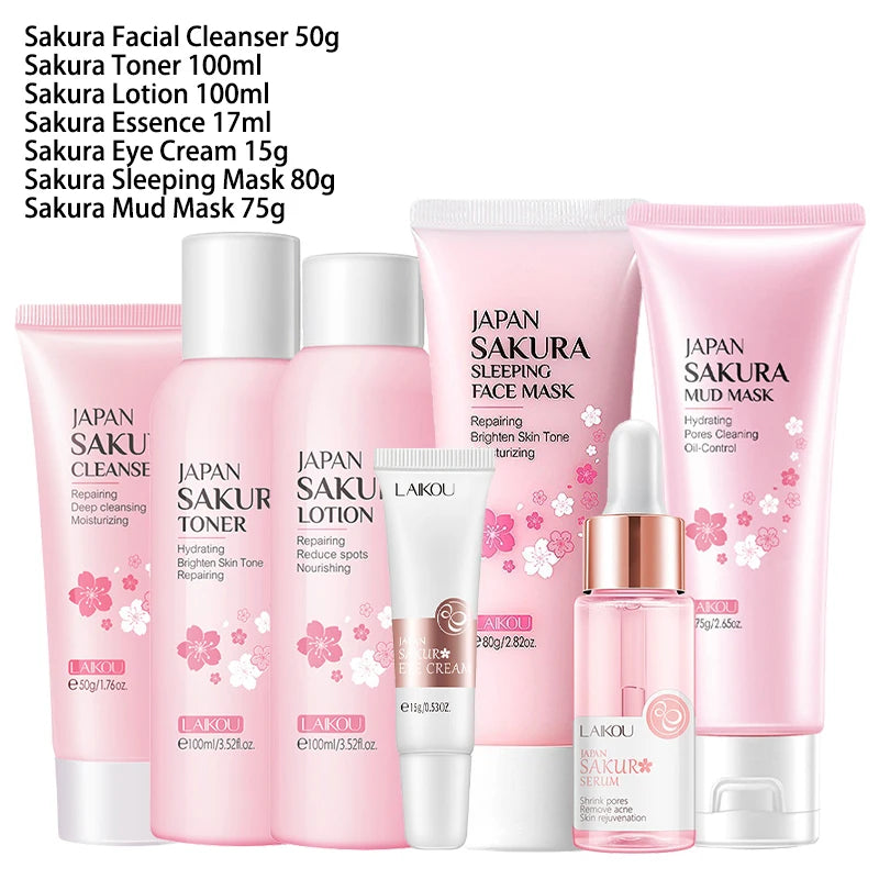 9pcs Facial Products Kit Sakura Skin Care Set