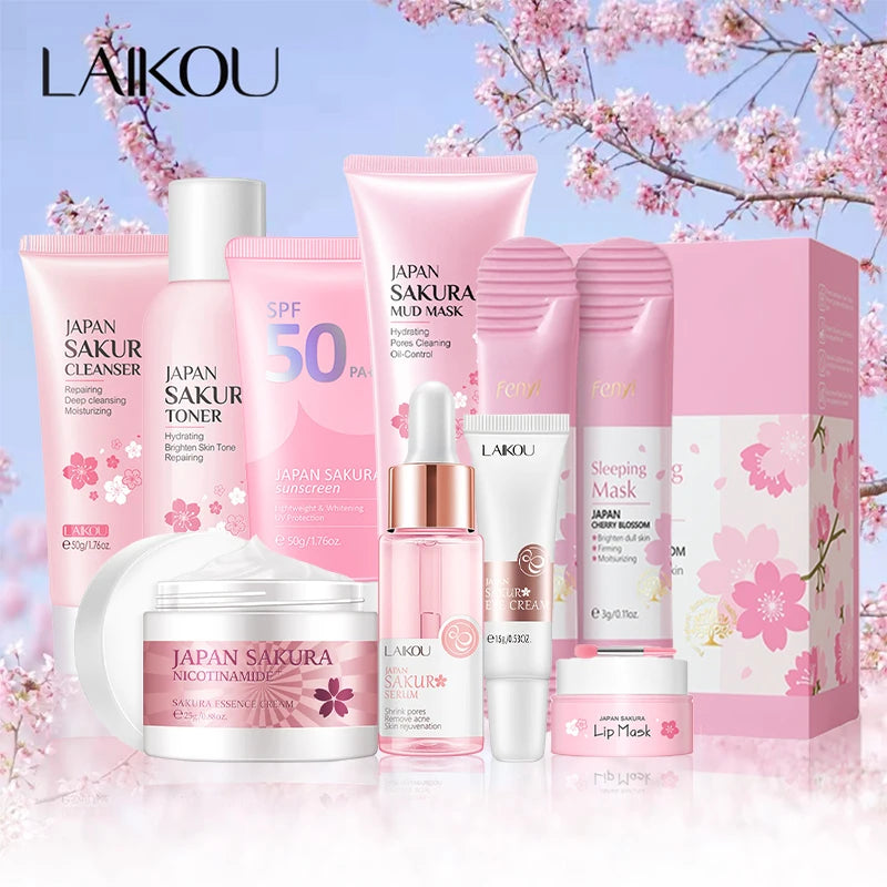 9pcs Facial Products Kit Sakura Skin Care Set