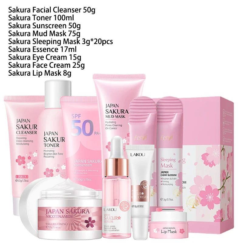 9pcs Facial Products Kit Sakura Skin Care Set